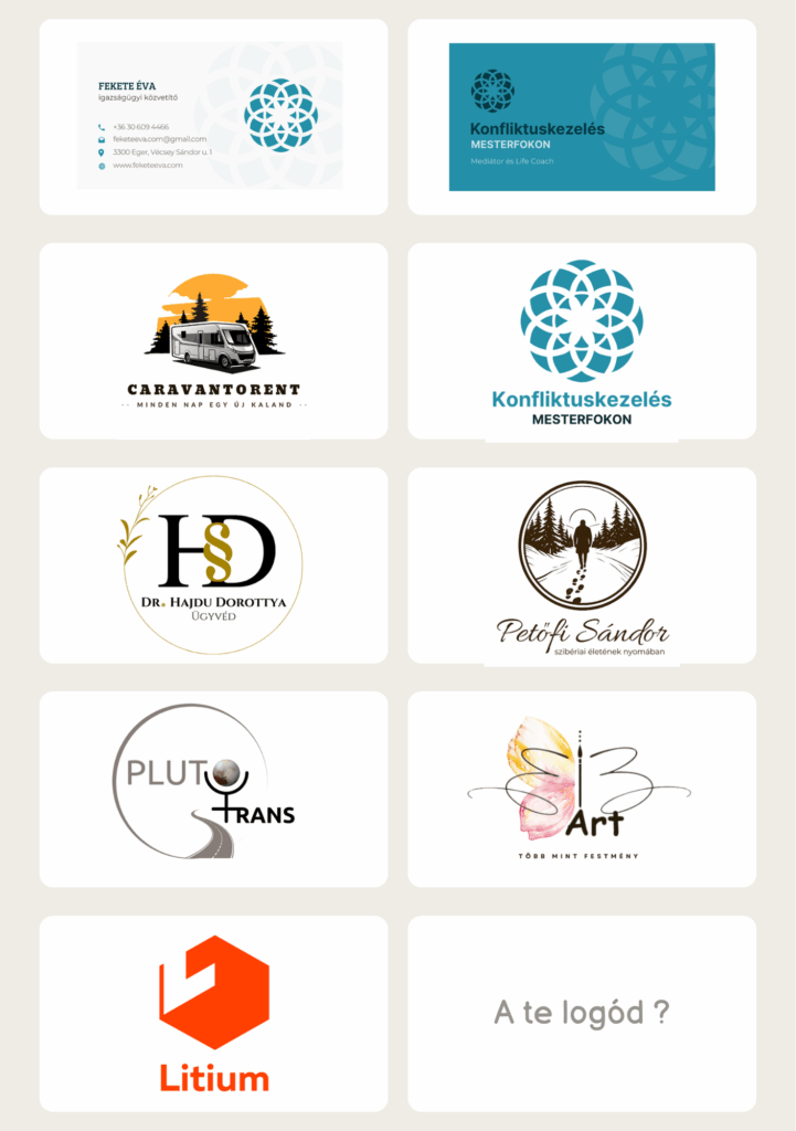 logók és névjegy referencia